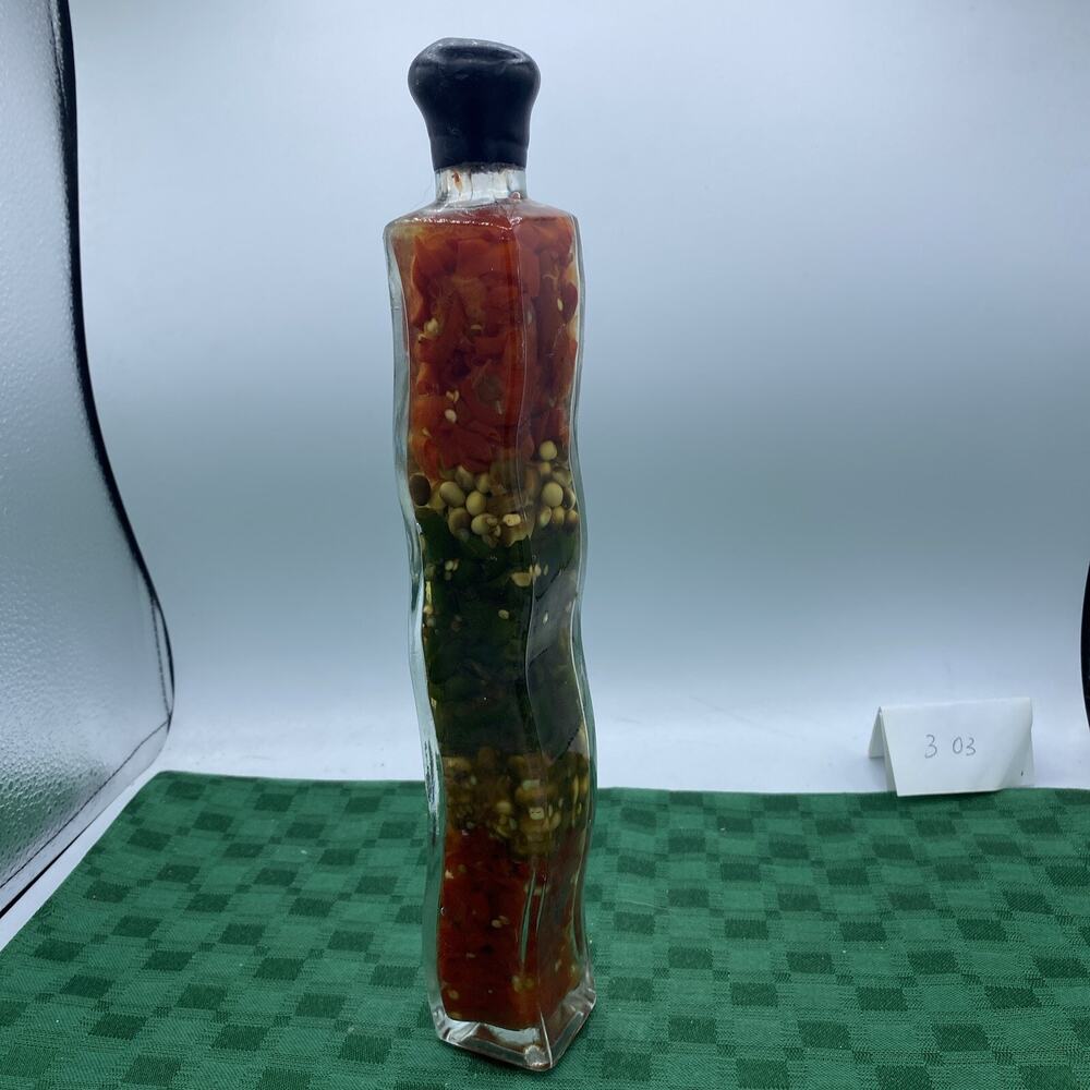 Vinegar Infused Decorative Unique Glass Bottle - 12” , Multicolor. Vintage
